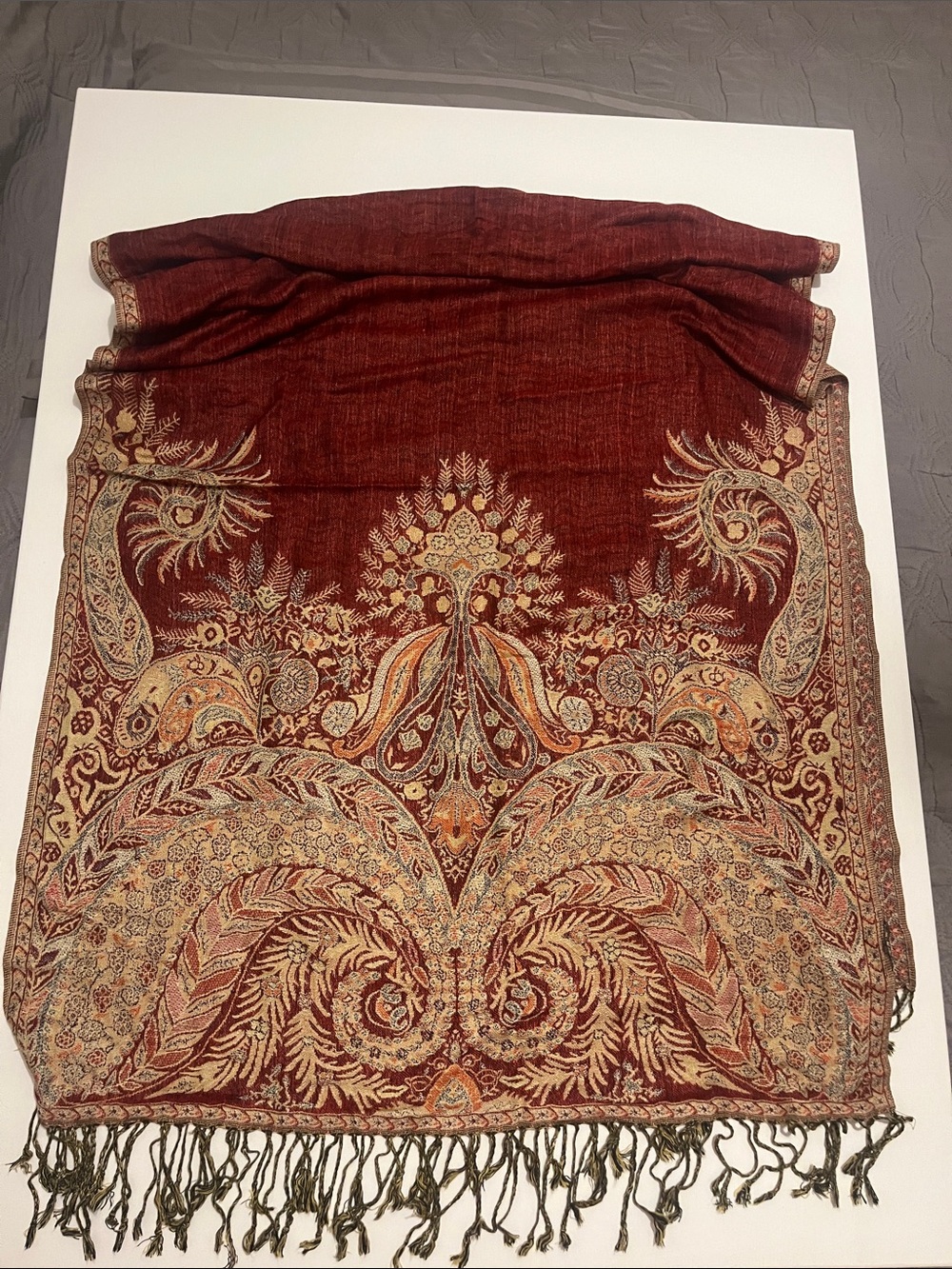 Yankee Candle Red and Gold Print Scarf